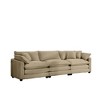 Mid-Century Modern Sofa 3-Seater Sectional Sofa with 2 Arm Pillows and 3 Throw Pillows, Light Beige Corduroy Fabric - 3 of 4
