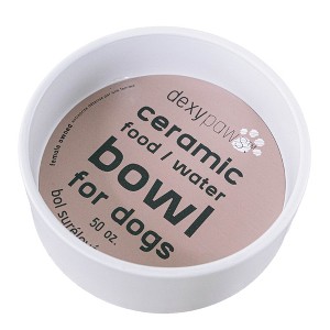 Dexypaws: Ceramic Dog Bowl: White - 50oz - Stylish & Functional Pet Feeding Dish - 1 of 4