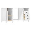 Desk White Solid Pine Wood Standard Desk Rectangular Rustic - 3 of 4