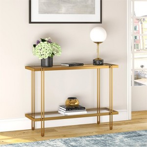 Modern Rectangular Metal Console Table in Brass Accent Finish - Henn&Hart - 1 of 4
