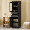 OUTSUPPLY Bathroom Storage Cabinet with Glass Doors, Free-Standing Cabinet with Drawers, Adjustable Shelves for Bathrooms, Living Rooms - 3 of 4