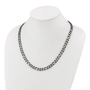 Chisel Stainless Steel Brushed and Polished Black IP-plated 7.5mm 22" Figaro Chain Necklace - 1 of 4