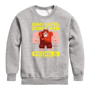 Boys' - Disney - Bad Guys Don't Win Medals Graphic Long Sleeve Fleece Sweatshirt - 1 of 4