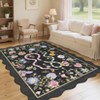 Washable Scalloped Living Room Rugs, Floral Snake Print Farmhouse Bedroom Carpet, Non Slip Low Pile Dining Room Rugs - 2 of 4