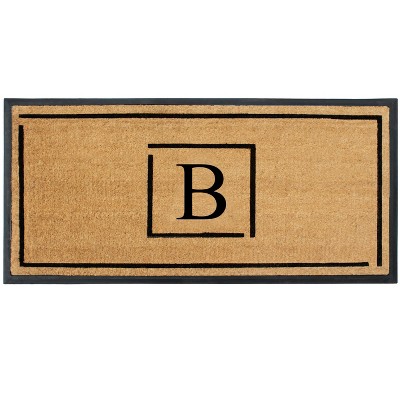 A1HC Natural Coir Monogrammed Doormat 24"x48", Anti-Shed Treated Durable Front Door Mat for Outdoor Entrance