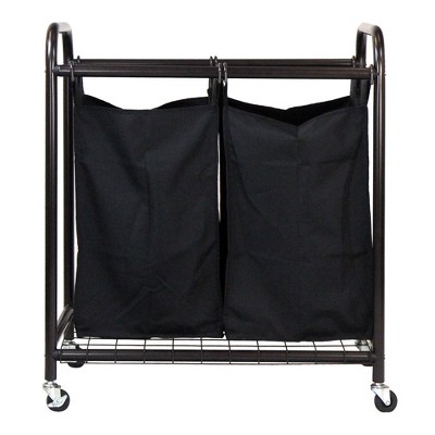 Bronze Metal Frame Laundry Sorter with Black Removable Bags