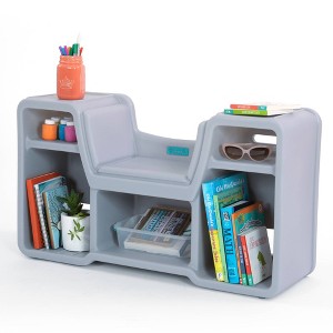 Cozy Cubby Reading Nook Kids' Bookshelf Black - Simplay3: Kids Reading Bench, Bookshelf with Seat, 5 Cubbies, No Assembly - 1 of 4
