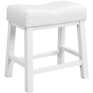 eHemco Heavy-Duty Padded Faux Leather Saddle Seat Metal Kitchen Bar Stools, 18.9 Inches - 1 of 4