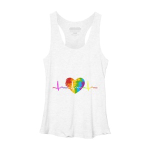 Adult Design By Humans Rainbow Heartbeat Pride By corndesign Racerback Tank Top - 1 of 2
