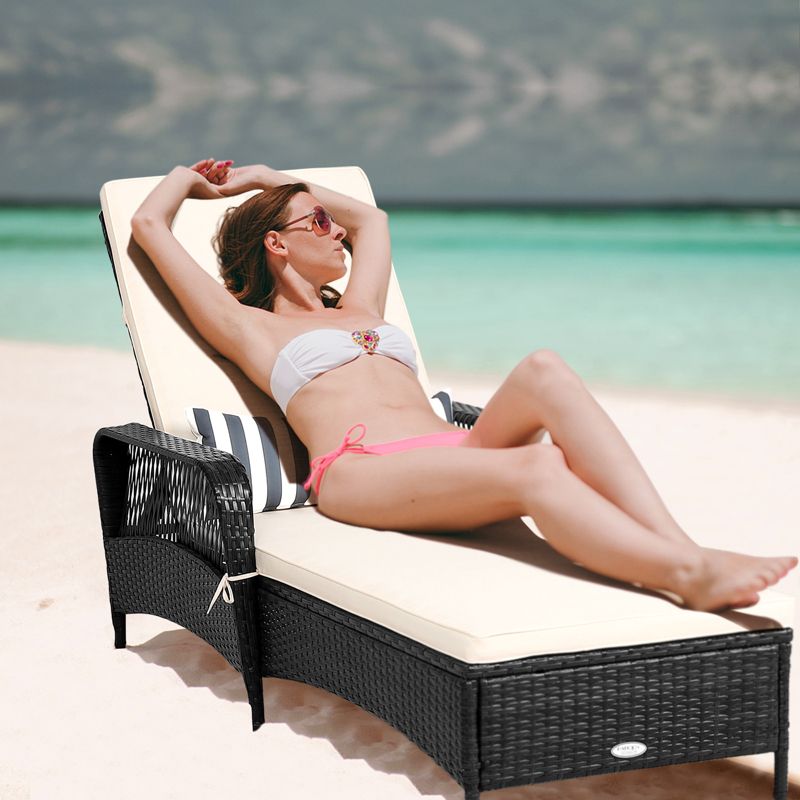 Tangkula Outdoor Chaise Rattan Lounge Chair Patio Reclining Chair w/6 Positions Adjustable Backrest, 2 of 11