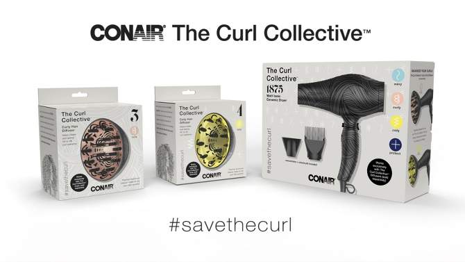 Conair The Curl Collective Diffuser 3 Wavy to Curly - Pink, 2 of 7, play video