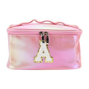 Unique Bargains Women's Square Letter A Makeup Bag Pink 1 Pc - 1 of 3