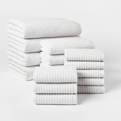 16pk Quick Dry Bath Towel Starter Bundle Light Gray - Threshold™