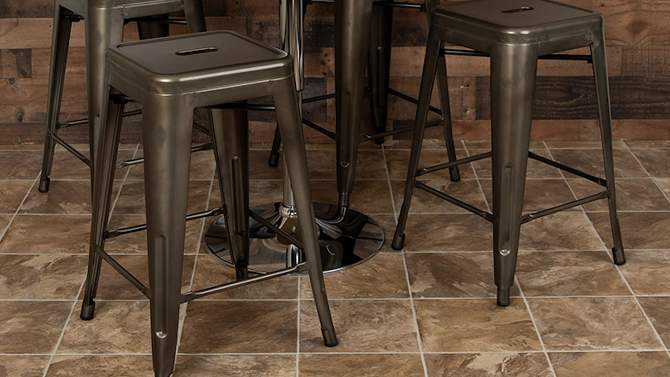 Emma and Oliver 4 Pack 24" High Metal Indoor Counter Bar Stool - Stackable Stool, 2 of 14, play video