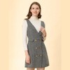 Allegra K Women's Elegant Vintage Button Front V Neck Plaid Tweed Overalls Pinafore Dress - 2 of 4