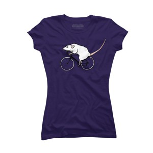 Junior's Design By Humans Cycling Rat By TeaandInk T-Shirt - 1 of 3