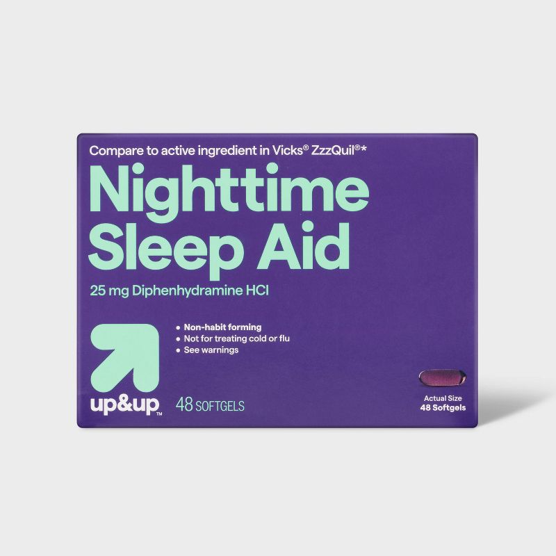 Diphenhydramine HCl Nighttime Sleep Aid Softgels- 48ct - up &#38; up&#8482;, 1 of 5