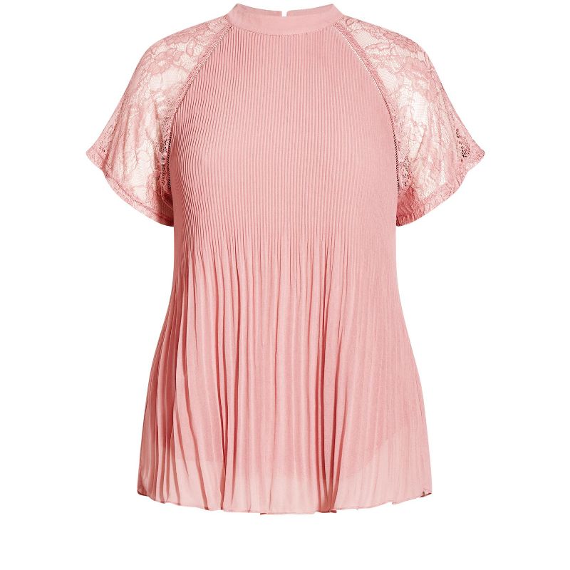 Women's Plus Size Lace Cherish T-Shirt - rose pink | CITY CHIC, 3 of 4