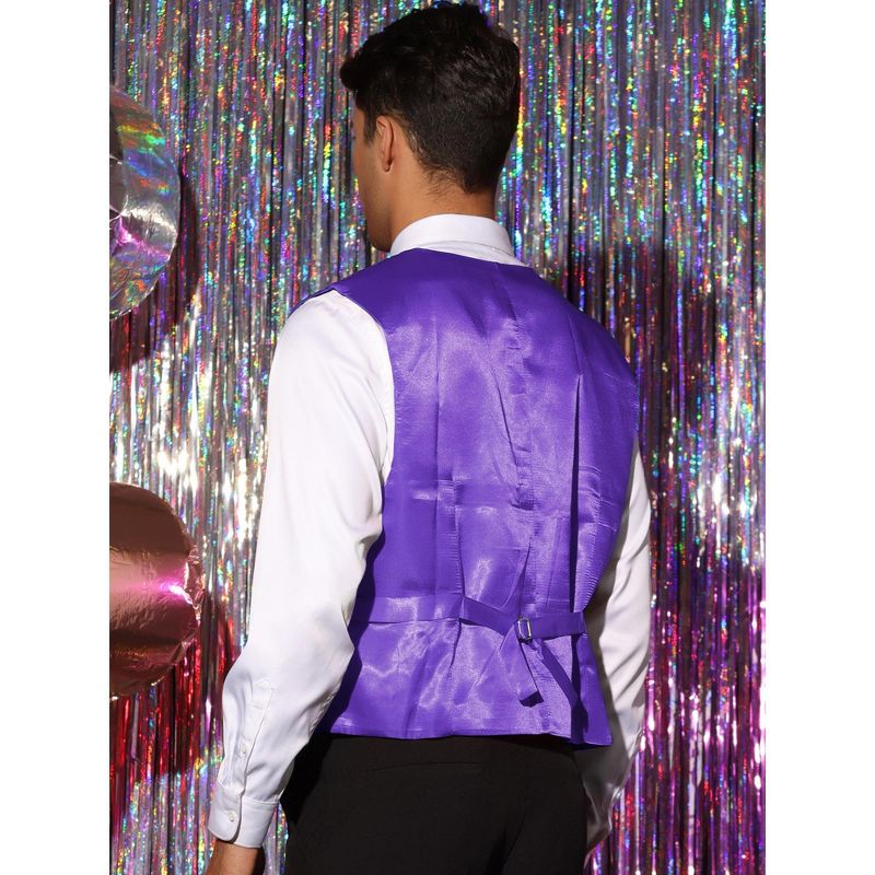 Lars Amadeus Men's V-Neck Sleeveless Disco Sparkly Sequin Suit Vest, 3 of 6