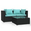 vidaXL Patio Furniture Set 3 Piece with Cushions Black Poly Rattan - 2 of 4