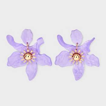 Flower Resin Earrings - A New Day™ Purple