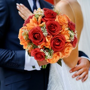 Unique Bargains Wedding Artificial Bouquet Silk Ribbon Bridal Bouquet 1 Pc - 1 of 4
