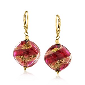 Ross-Simons Italian Hot Pink Murano Glass Bead Drop Earrings in 18kt Gold Over Sterling - 1 of 3