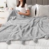 PAVILIA Fluffy Throw Blanket with Pompom, Lightweight Soft Plush Cozy Warm Pom Pom Fringe for Couch Sofa Bed - 4 of 4
