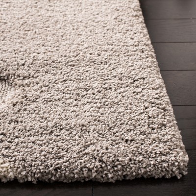 Gray and Ivory Rectangular Shag Synthetic Area Rug