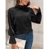 Whizmax Women Long Puff Sleeve Turtleneck Mesh Blouse Going Out Fall Party Night Elegant Tops Cute Women Trendy Blouse - 4 of 4