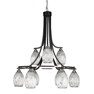 Toltec Lighting Paramount 9 - Light Chandelier in  Matte Black/Brushed Nickel with 5" Black Fusion Shade - 1 of 1