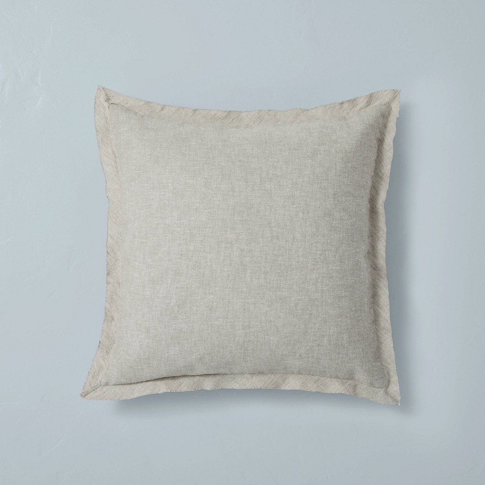 Photos - Pillow 18"x18" Linen Blend Accent  Sham Jet Gray - Hearth & Hand™ with Magn