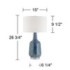 Possini Euro Design Collin Modern Table Lamp 26 3/4" High Blue Ceramic Off White Drum Shade for Bedroom Living Room Bedside Nightstand Office Kids - 4 of 4