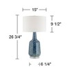 Possini Euro Design Collin Modern Table Lamp 26 3/4" High Blue Ceramic Off White Drum Shade for Bedroom Living Room Bedside Nightstand Office Kids - image 4 of 4