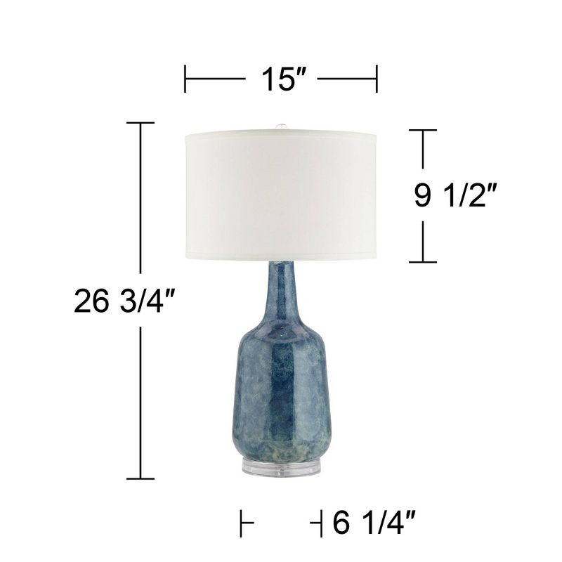 Possini Euro Design Collin Modern Table Lamp 26 3/4" High Blue Ceramic Off White Drum Shade for Bedroom Living Room Bedside Nightstand Office Kids, 4 of 10