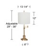 360 Lighting Westbury 36" Tall Skinny Large Traditional End Table Lamp Swing Arm Gold Antique Brass Finish Single White Stripe Shade Living Room - 4 of 4