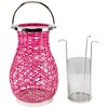 Northlight Woven Iron Pillar Candle Lantern with Glass Hurricane - 16.25" - Fuchsia Pink - 3 of 4