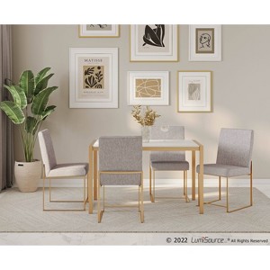 Set of 2 Highback Fuji Dining Chairs: Upholstered, Gold Frame, Light Gray - LumiSource - 1 of 4