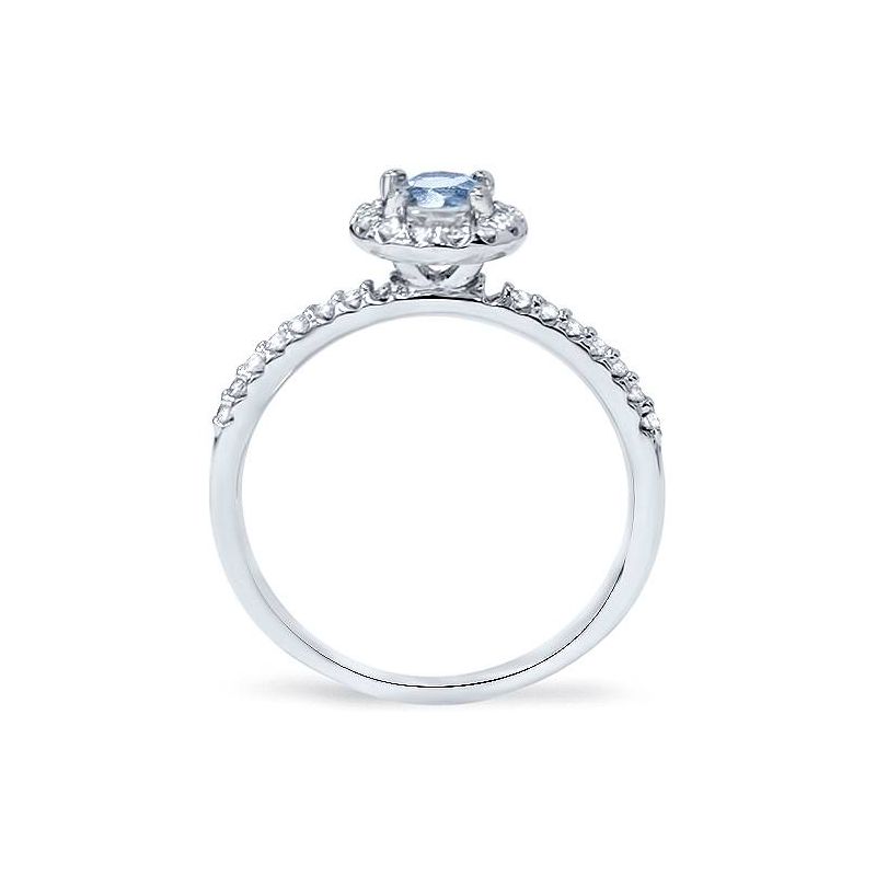 Pompeii3 7/8ct Blue Topaz & Diamond Round Halo Engagement Ring 14K White Gold, 2 of 5