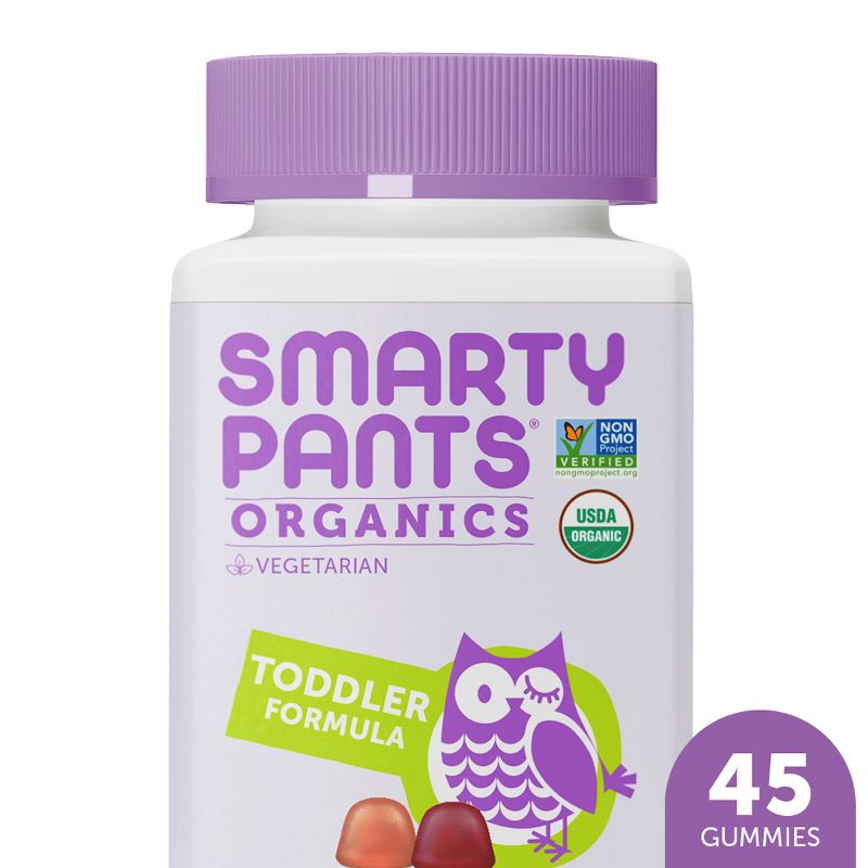 SmartyPants Organic Toddler Multi &#38; Vegetarian Omega 3 Gummy Vitamins with D3, C &#38; B12 - 45 ct, 1 of 7