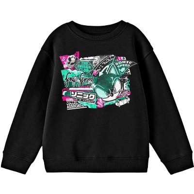 Bioworld Sonic The Hedgehog Mosaic Modern Character Art Youth Heather Gray Short Sleeve Tee-XS