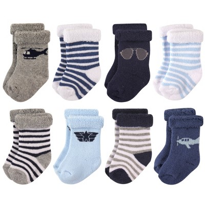 Hudson Baby Infant Boy Cotton Rich Newborn And Terry Socks, Aviator, 12 ...