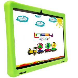 LINSAY 10.1"Octa Core 128GB Storage Android 14 Tablet with Yellow Kids Defender Case - 1 of 4