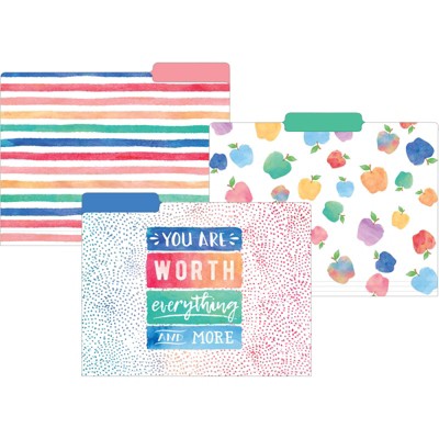 Teacher Created Resources Watercolor File Folders, Pack of 12