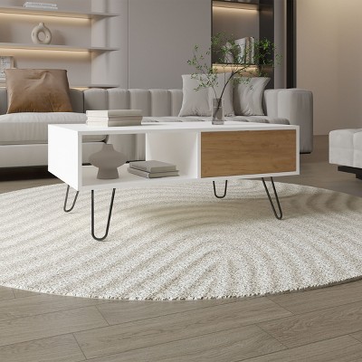 FURNIinspire Coffee Tables Sofa Side Table, Center Table, End Table With Drawer, Open Shelf For Living Room, Multicolored, 23.6"*39.6"*16.5"