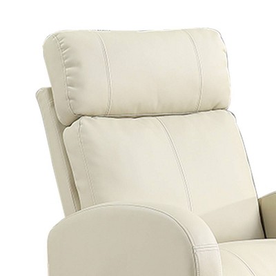Beige 28'' PU Leather Swivel Recliner with Lift and Wood Accents