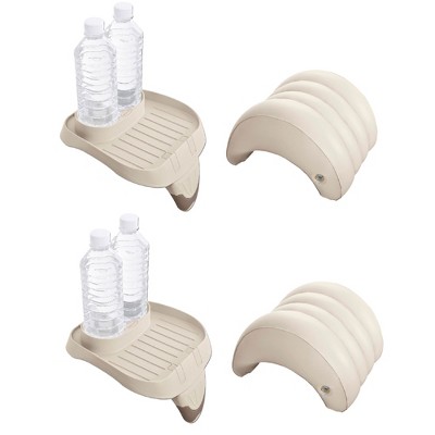 Intex Attachable Cup Holder & Refreshment Tray & Inflatable Headrest (2 of Each)