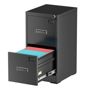 Munora - 2-Drawer Locking Narrow File Cabinet - Metal Storage for Letter/Legal/A4 Files - Black - 1 of 4