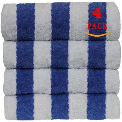 Tan and White Striped Turkish Cotton Beach Towels Set