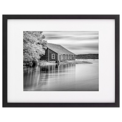 11x14 Black Wood Floating Wall and Tabletop Picture Frame